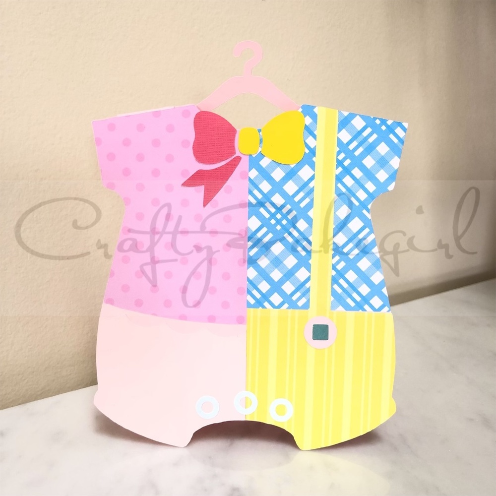Handmade Baby Shower Card Twins Baby Girl Twins Baby Boy Blank Card Pink Hanger